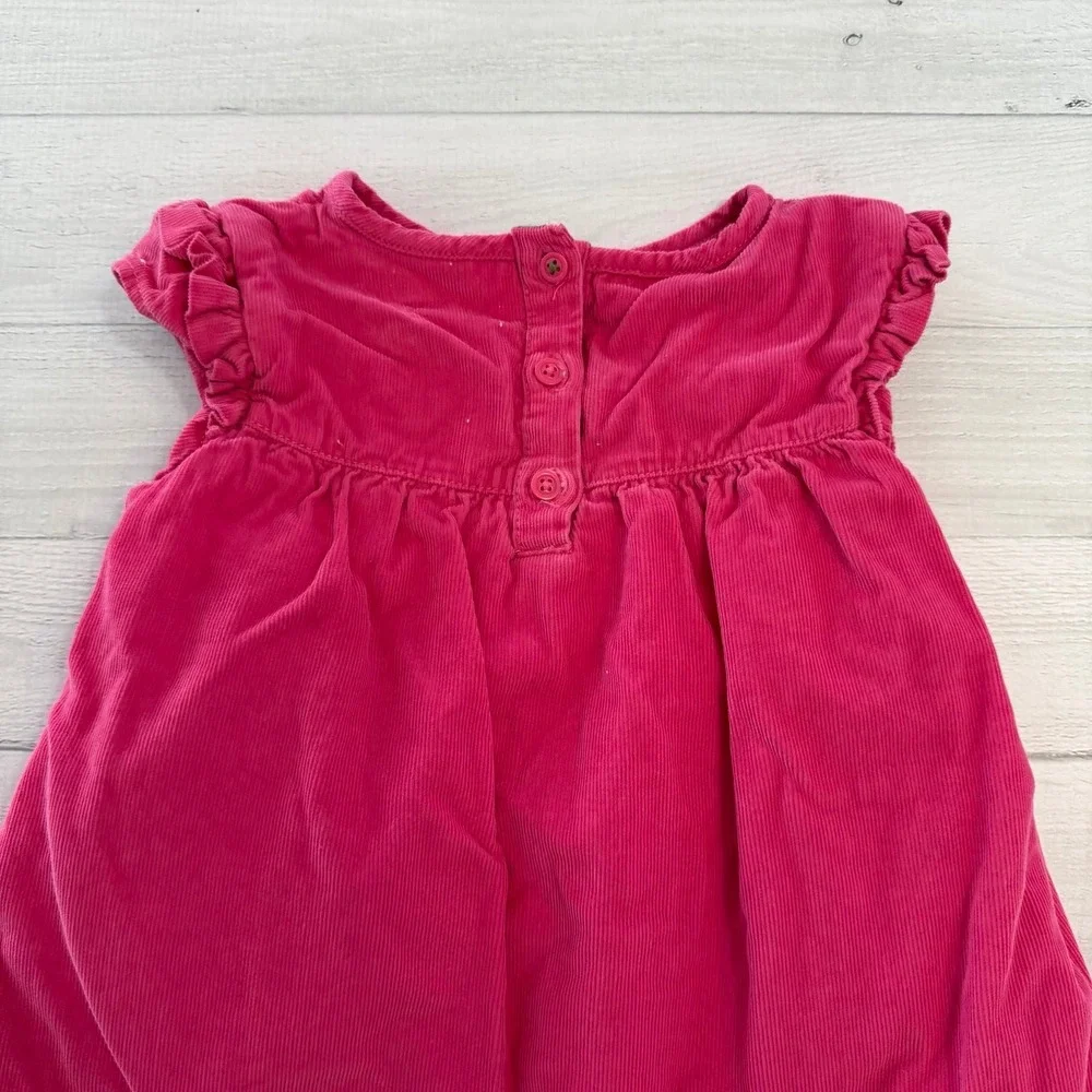 Mini Boden girls pink corduroy floral lined‎ dress 2/3